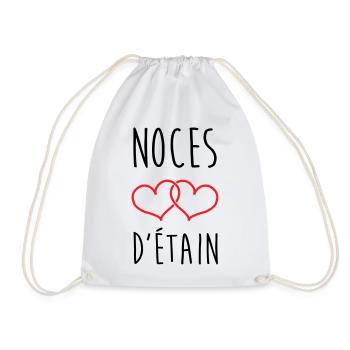 Pewter Wedding 10 Years Wedding - Drawstring Bag - white - Front
