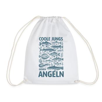 Coole Jungs gehen angeln - Fisch Tattoo - Turnbeutel - Weiß - Vorne