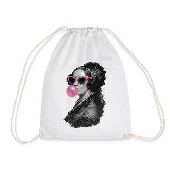 Ada Lovelace with pink sunglasses and bubblegum - Drawstring Bag - white - Front
