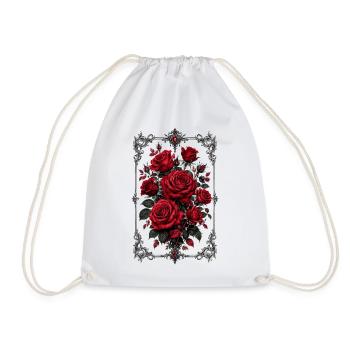Roses, Red Roses, Rose & Flowers - Drawstring Bag - white - Front