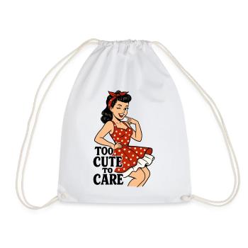 Too Cute to Care – Freches Pin-up Girl Retro - Turnbeutel - Weiß - Vorne