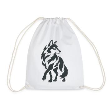 Geometrischer Wolf – Silhouette - Turnbeutel - Weiß - Vorne