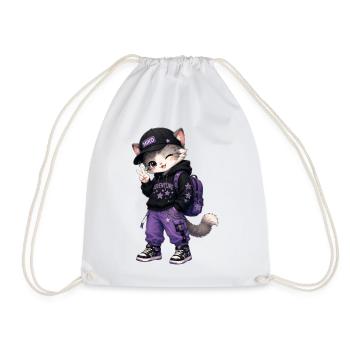Abenteurer Kitten Purple Stars - Turnbeutel - Weiß - Vorne