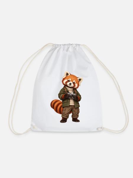 Red Panda Fotograf mit Kamera - Turnbeutel - Weiß