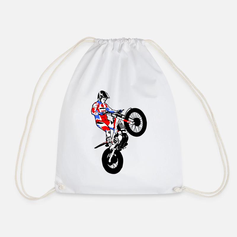 Motorrad Trial - Motorcycle Trial - Drawstring Bag - white