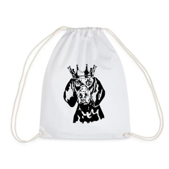 Black and Tan Coonhound Crown Dogs Dog Wilsigns - Drawstring Bag - white - Front