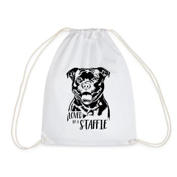 Loved by a Staffie Staffordshire Bull Terrier Hund - Turnbeutel - Weiß - Vorne