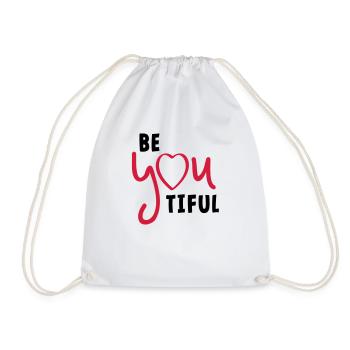 Beyoutiful oder seien Sie tiful. Valentinstag - Turnbeutel - Weiß - Vorne