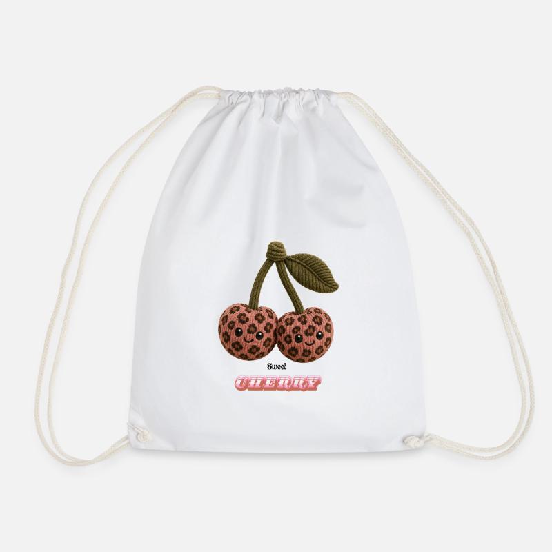 Leopard Cherries Cuddle Duo - Drawstring Bag - white