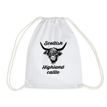 Scottish Highland Cattle Cow Scotland Cattle - Drawstring Bag - white - Front