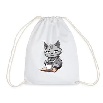 Cat Café - Drawstring Bag - white - Front