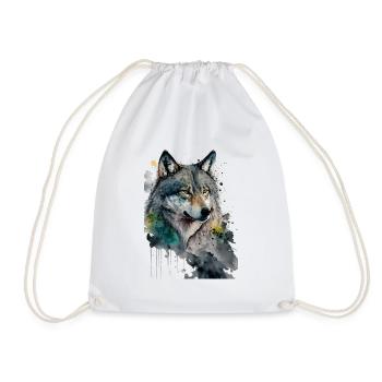 Wolf Wasserfarben Kunst Malerei Aquarell - Turnbeutel - Weiß - Vorne