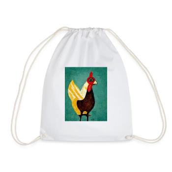Funny Chicken Painting - Drawstring Bag - white - Front