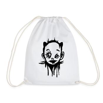 Creepy Face - Strange Character - Drawstring Bag - white - Front
