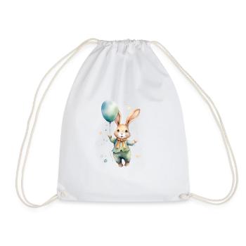 Lapin, suspendu à l’aquarelle, vert pastel, bébé - Sac de sport léger - blanc - Devant