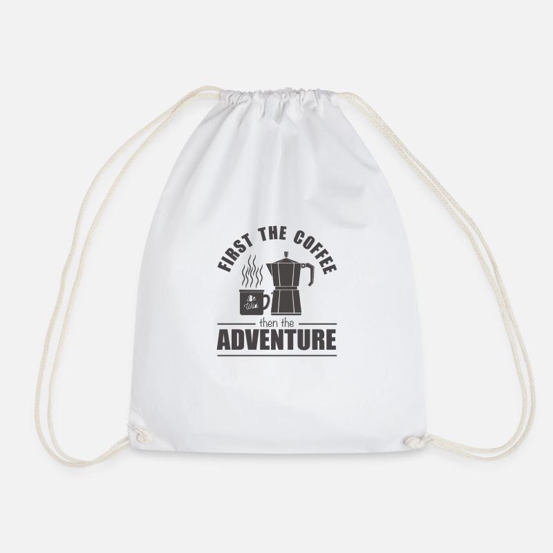 Camping coffee hiking mountains - Drawstring Bag - white