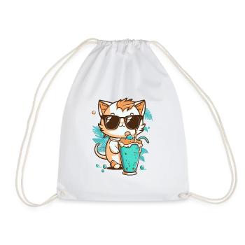 Chat en vacances d’été - Sac de sport léger - blanc - Devant