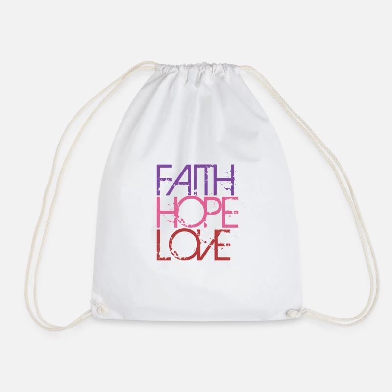 Faith Hope Love - Drawstring Bag - white
