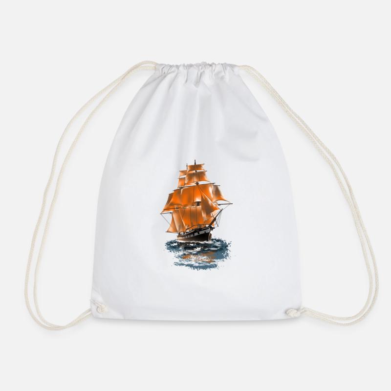 sailing ship - Drawstring Bag - white