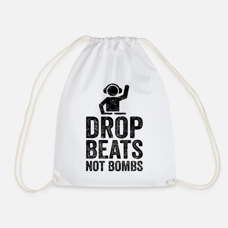DROP BEATS DJ DJANE lustiger Spruch Techno EDM - Turnbeutel - Weiß