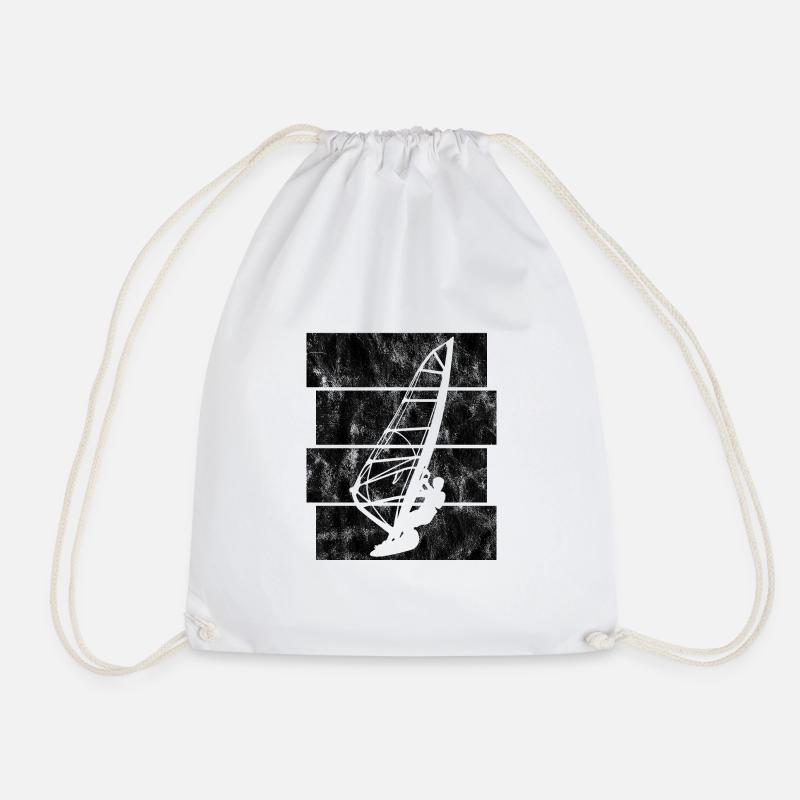 Windsurfing Windsurfer Retro Windsurfing Surfing - Drawstring Bag - white