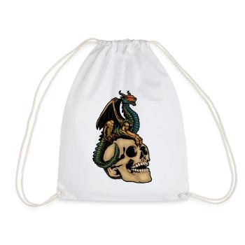 Dragon effrayant et tête de crâne effrayante Costume d’Halloween - Sac de sport léger - blanc - Devant