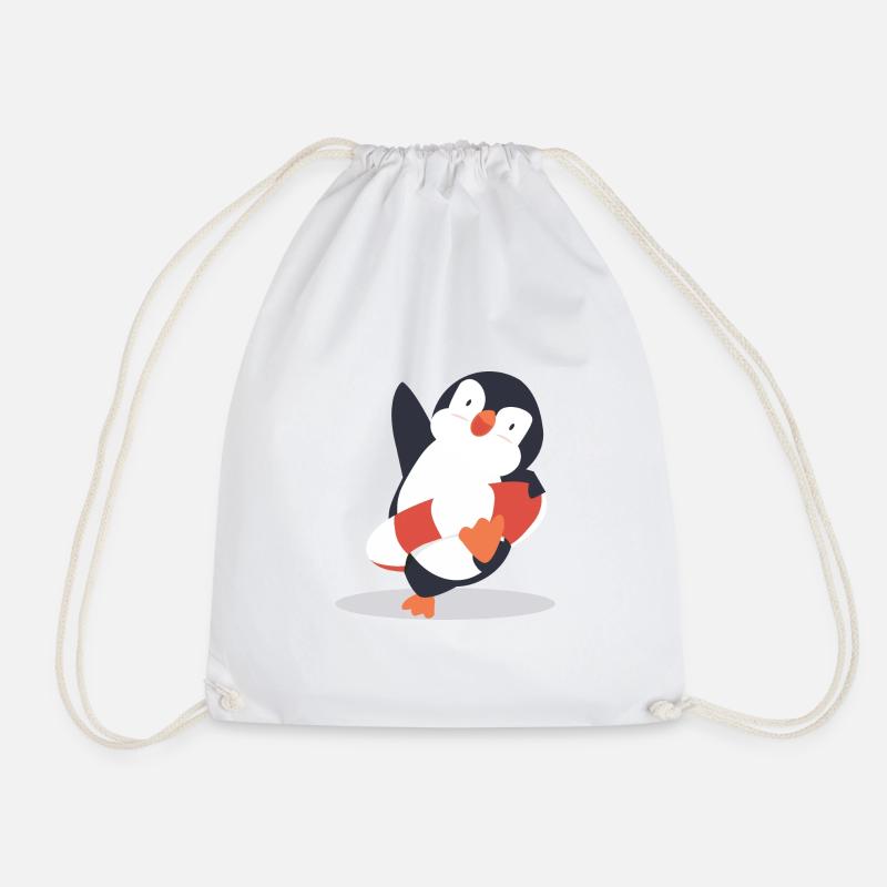 Penguin - Drawstring Bag - white