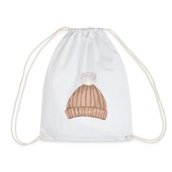 Bonnet Bonnet d’hiver Bonnet en tricot Chapeau à pompon - Sac de sport léger - blanc - Devant