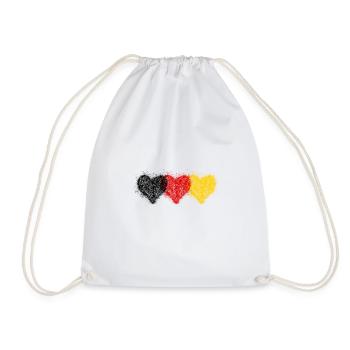 3's Heart Germany Flag Vintage - Drawstring Bag - white - Front