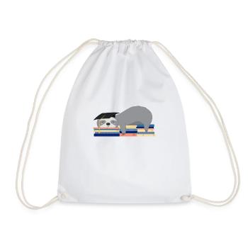 Sleeping sloth with hat after graduation - Drawstring Bag - white - Front