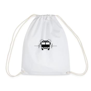 Fire truck with heartbeat - Drawstring Bag - white - Front