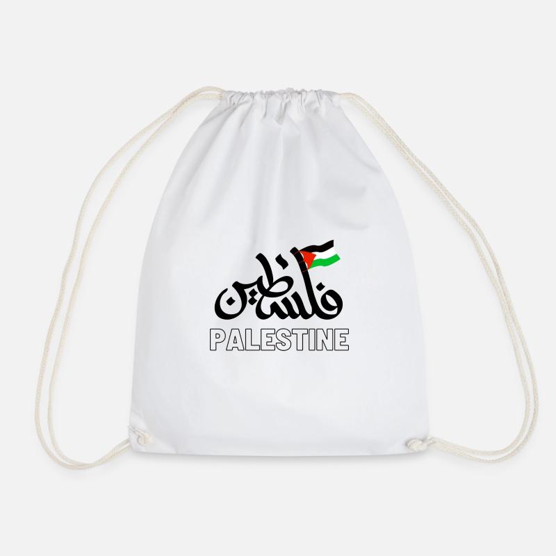 Palestine - Freedom - Drawstring Bag - white