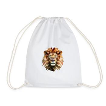 Majestic Polygon Lion – Geometric - Drawstring Bag - white - Front