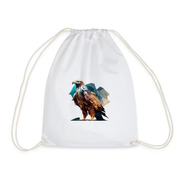 Majestic Polygon Eagle – Bird of Prey - Drawstring Bag - white - Front