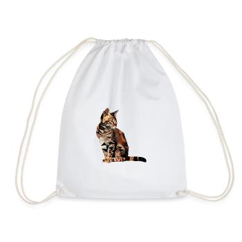 Bengal Cat in Polygon Style - Geometric - Drawstring Bag - white - Front