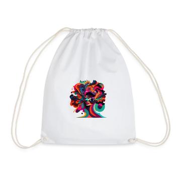 ABSTRACT - Drawstring Bag - white - Front