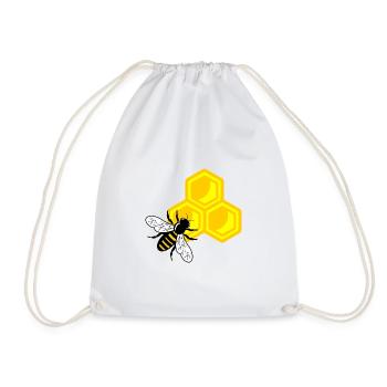 Honeybee on honeycomb - Drawstring Bag - white - Front