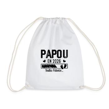 Papou en 2026 cadeau futur Papy - Sac de sport léger - blanc - Devant