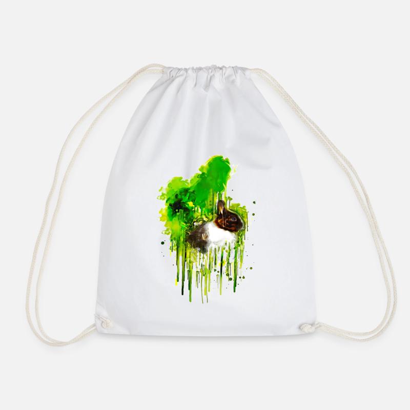 rabbit - Drawstring Bag - white