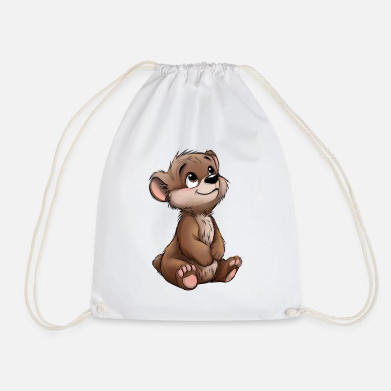 Cute Bear - Drawstring Bag - white