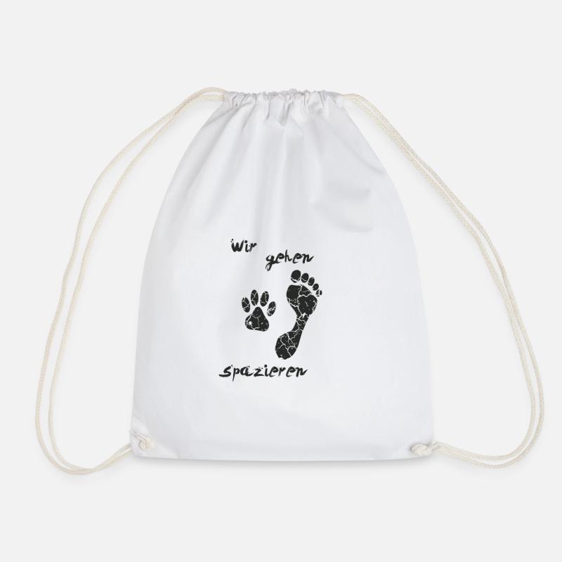 "We're going for a walk" T-shirt for dog lovers - Drawstring Bag - white