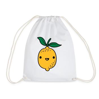 Kawaii lemon fruit - Drawstring Bag - white - Front