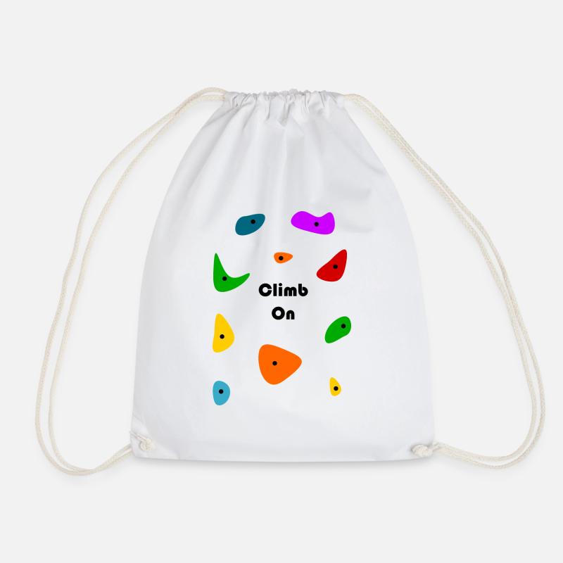 climb on climbing wall - Drawstring Bag - white