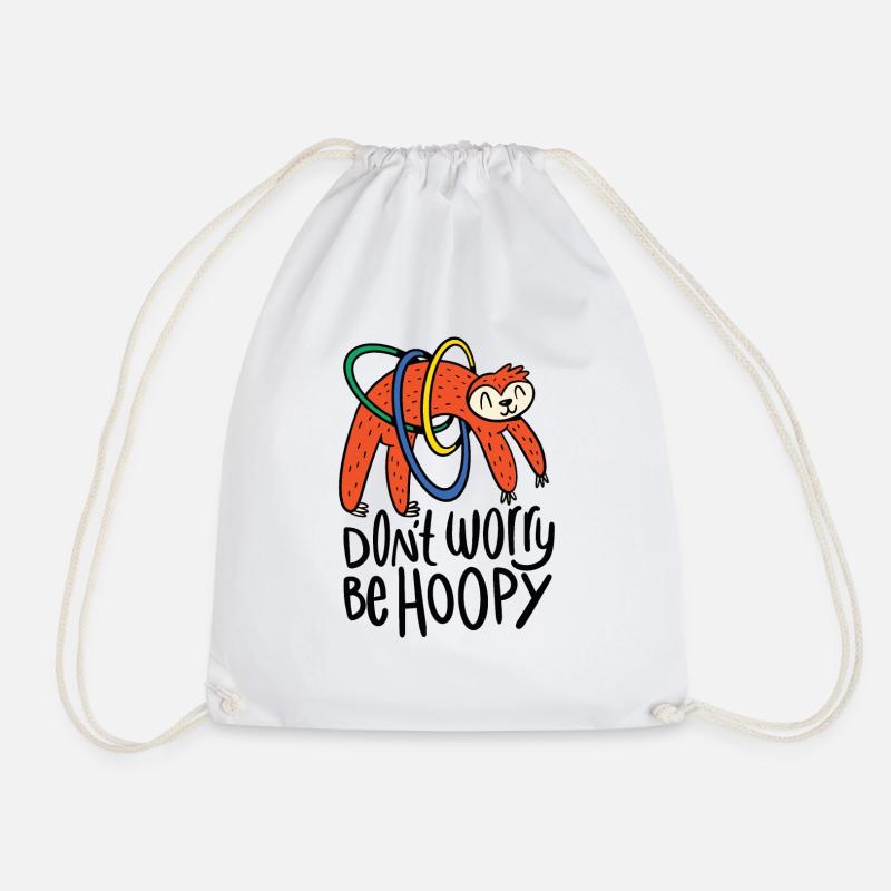 HulaHoop Faultier Dont worry be hoopy Geschenk - Turnbeutel - Weiß