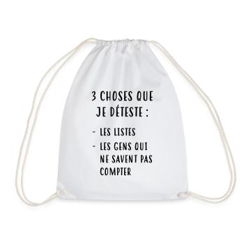 3 choses que je déteste... humour / drôle - Sac de sport léger - blanc - Devant