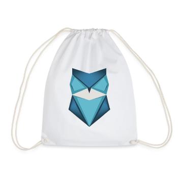 Blaue Eule Origami Kunst - Turnbeutel - Weiß - Vorne