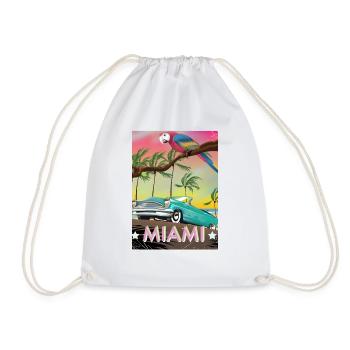 Retro Miami Travel poster - Drawstring Bag - white - Front