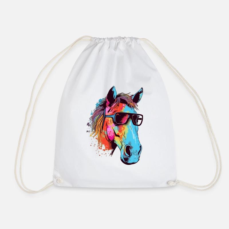 Rene the horse - Drawstring Bag - white