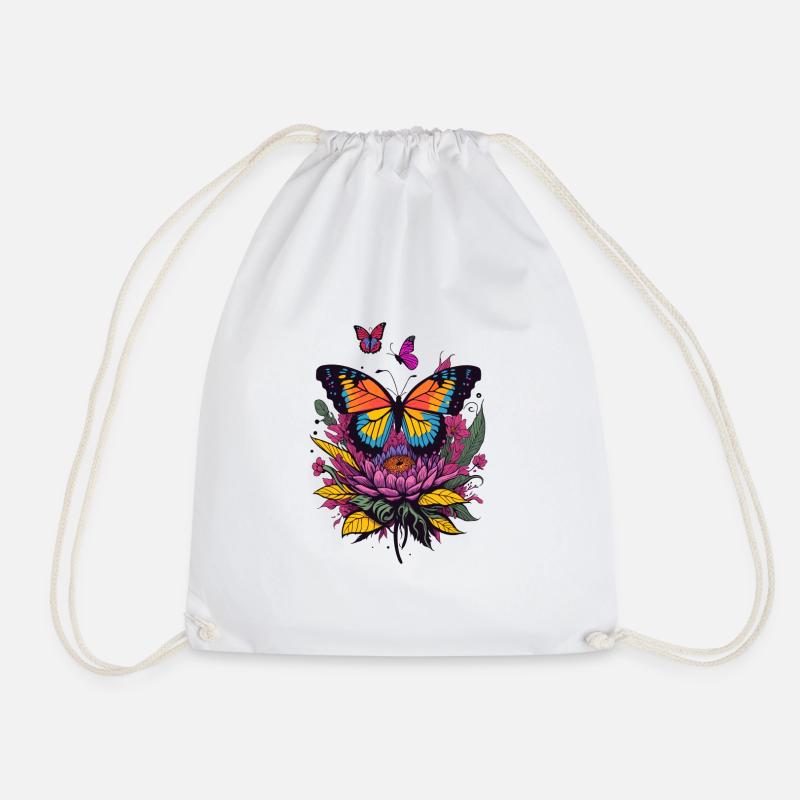 Blossoming Butterflies Ballet - Drawstring Bag - white