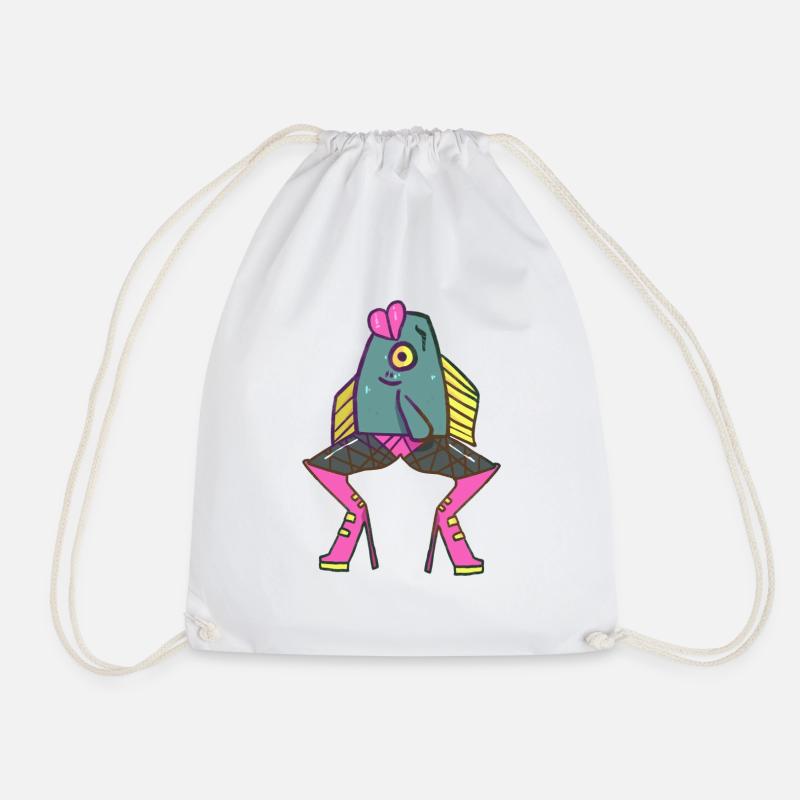 Miss Finley Fishnet - Drawstring Bag - white